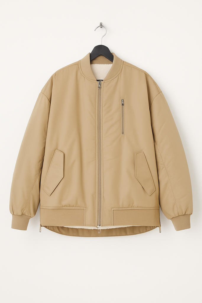 Teddy Bomberjacke Beige für Damen – Streetstyle Winterjacke