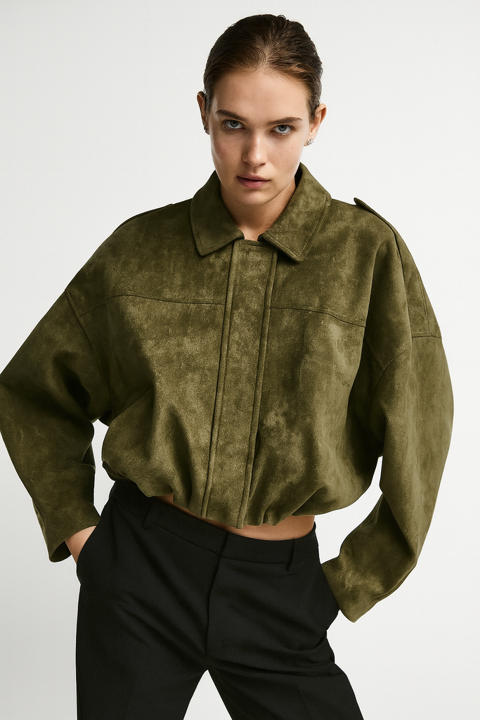 ZARA Bomberjacke in Wildlederoptik