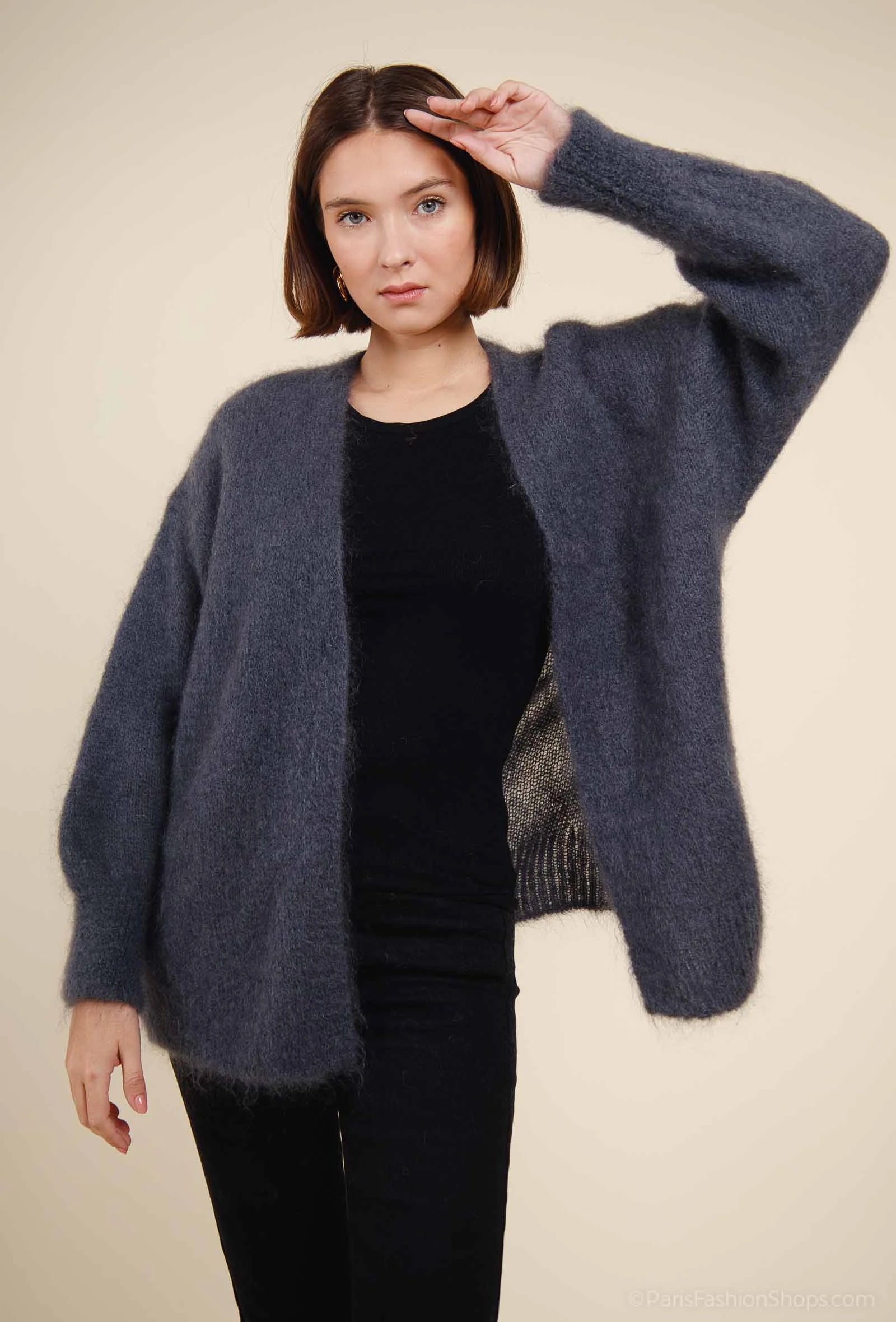 Mohair-Cardigan grau – LOLA Fashion Store - Main Image