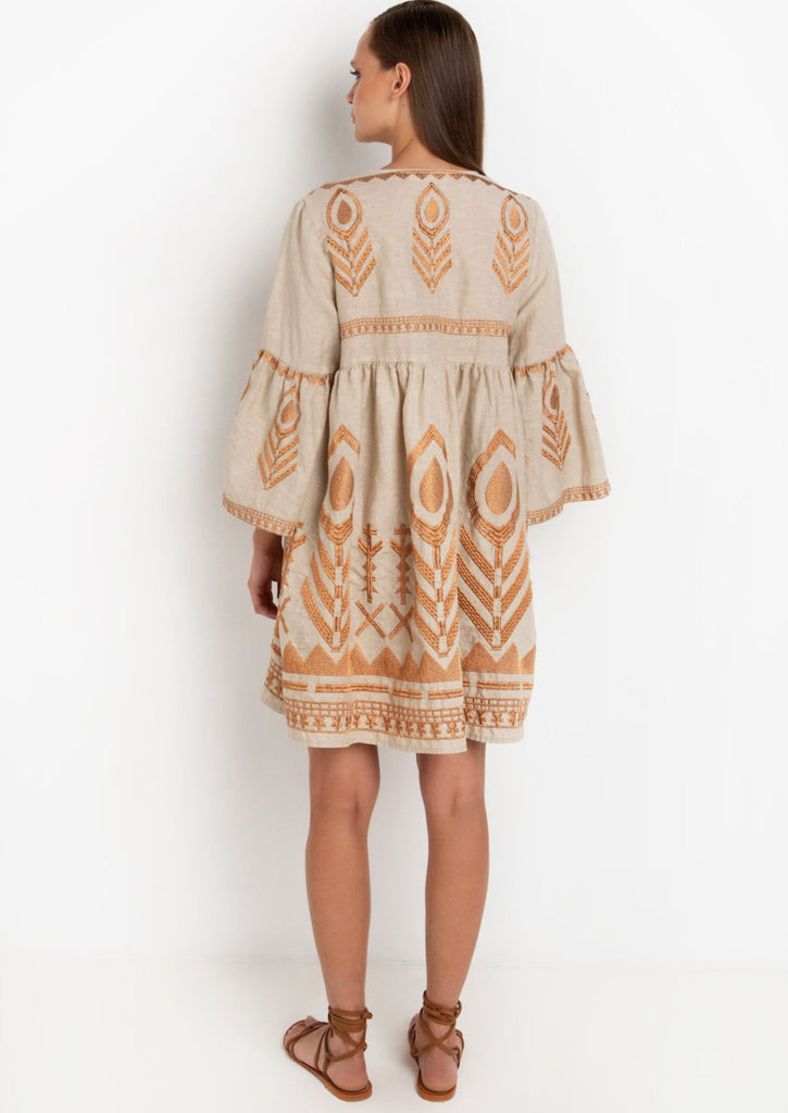 GREEK ARCHAIC KORI Linen Feather Dress SALE