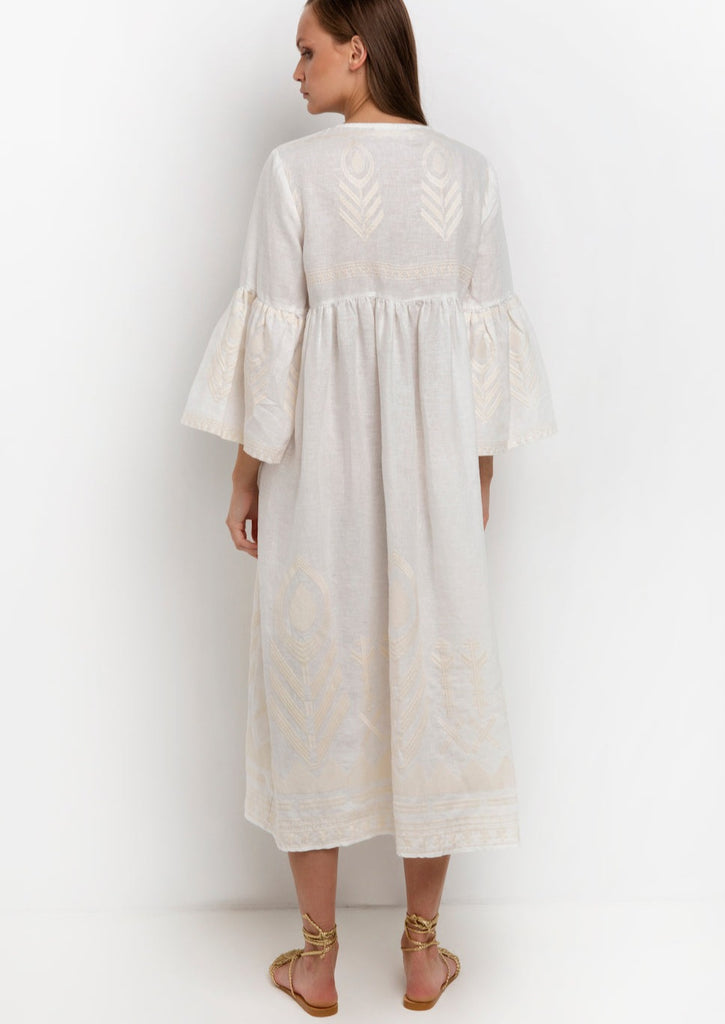 GREEK ARCHAIC KORI Linen Feather Dress SALE