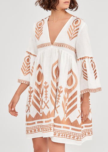 GREEK ARCHAIC KORI Linen Feather Dress SALE