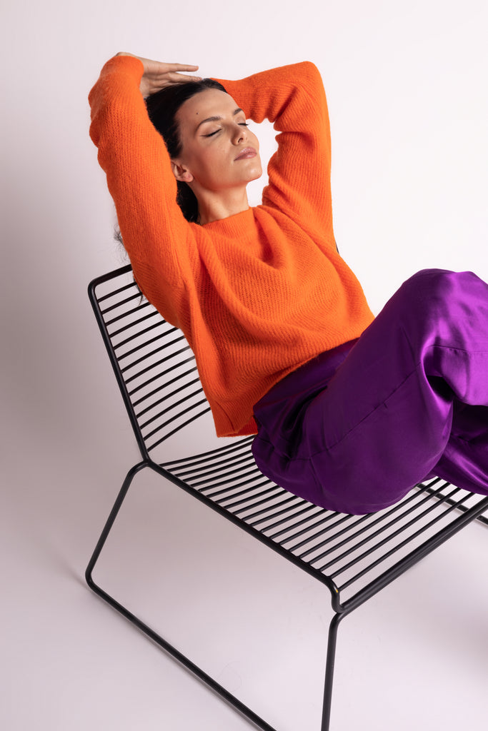 Alpaka Pullover Rundhals orange