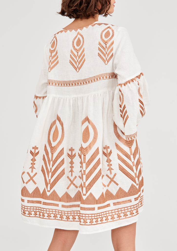 GREEK ARCHAIC KORI Linen Feather Dress SALE