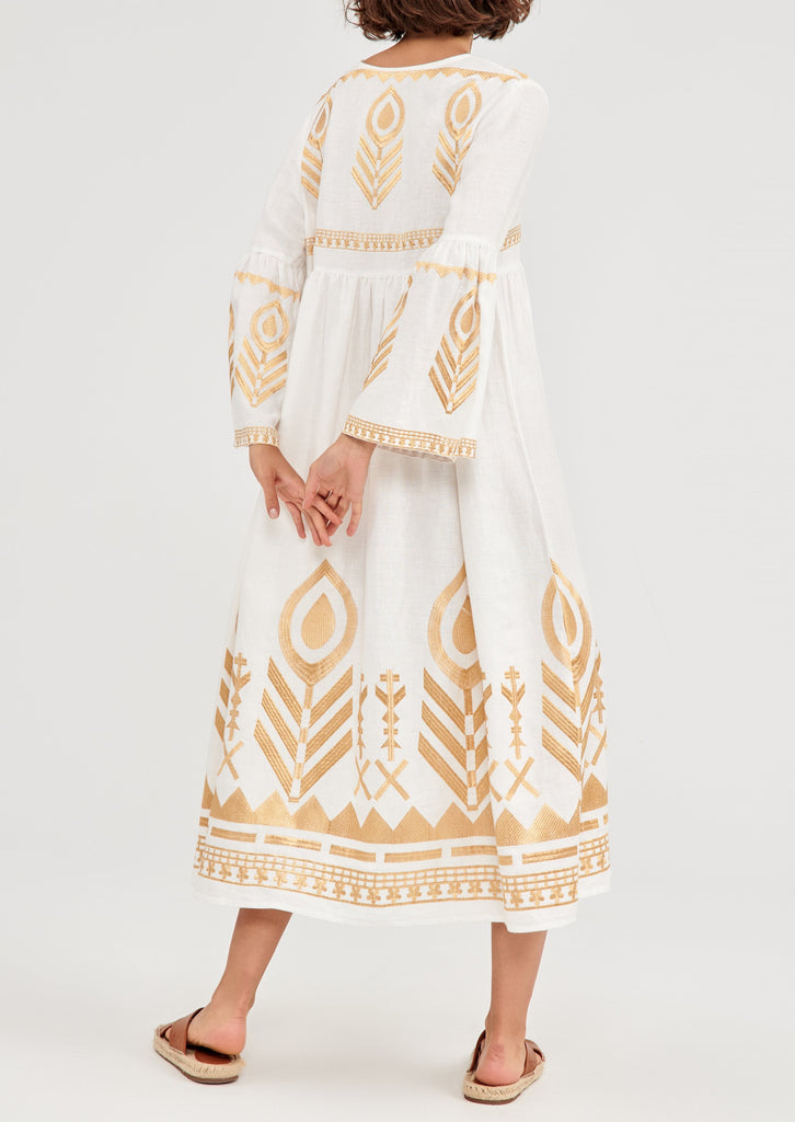 GREEK ARCHAIC KORI Linen Feather Dress SALE