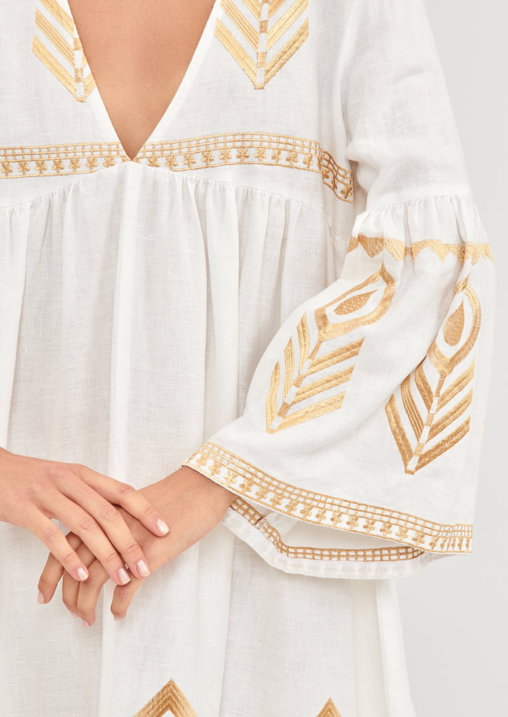GREEK ARCHAIC KORI Linen Feather Dress SALE