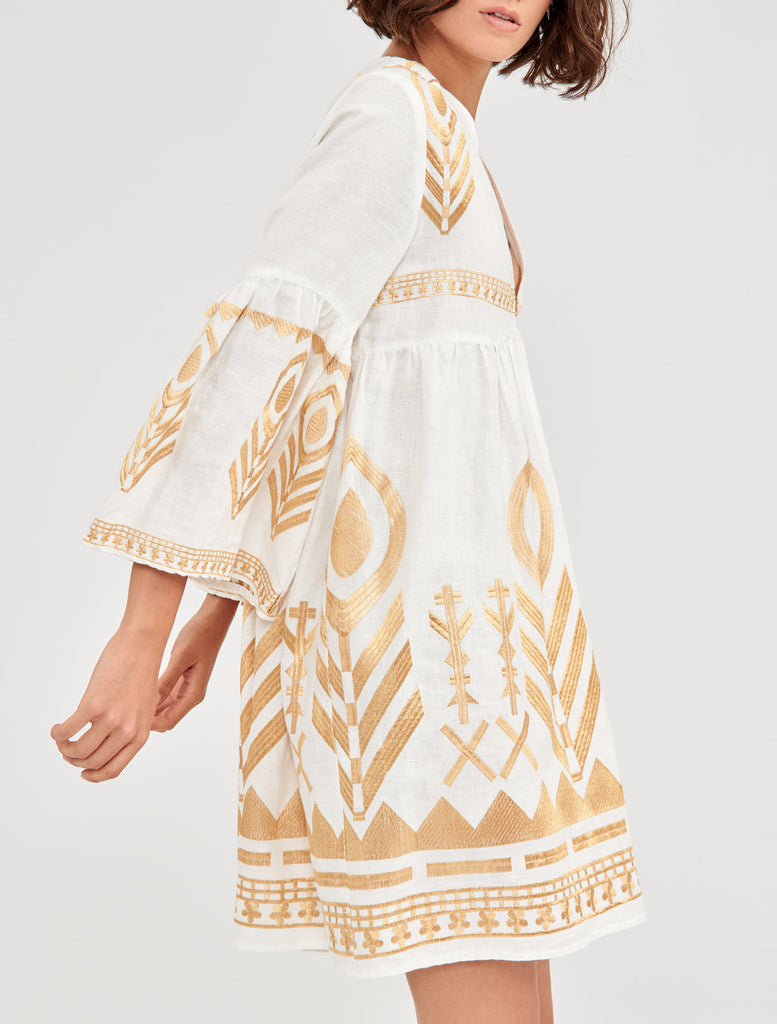 GREEK ARCHAIC KORI Linen Feather Dress SALE